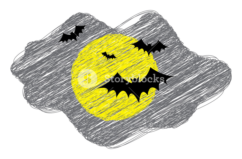 1000x660 flying bats in moon light drawing royalty free stock image - Flying Bat Drawing