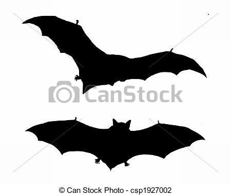 450x380 the black silhouette of two bats flying - Flying Bat Drawing
