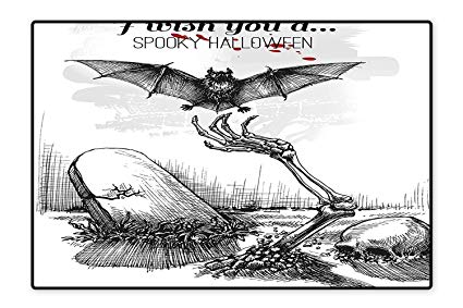 425x283 Water Repellent Rugs Dead Skull Zombie Out Of Grave - Flying Bat Drawing