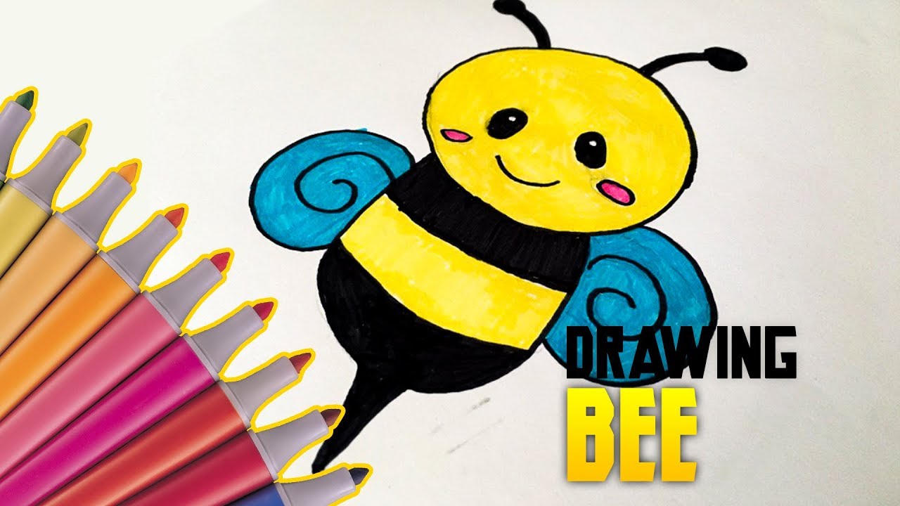 1280x720 Flying Bee Drawing And Coloring For Kids! Mirageplace - Flying Bee Drawing