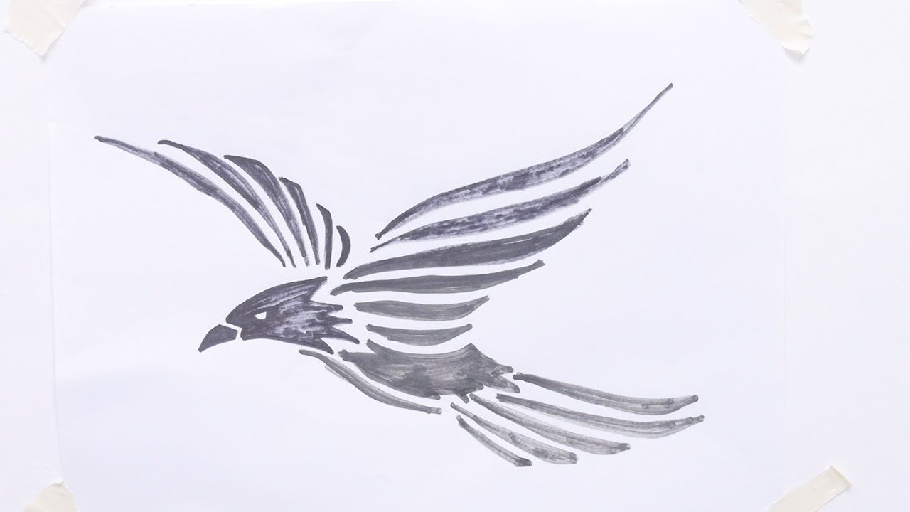 1280x720 how to draw flying bird tribal tattoo - Flying Bird Drawing