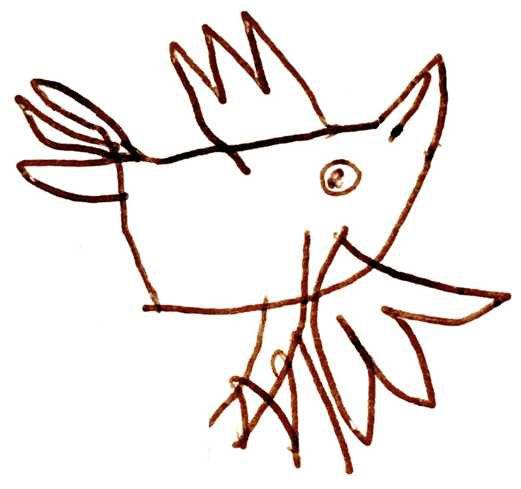 1727x1620 child's flying bird drawing - Flying Bird Drawing