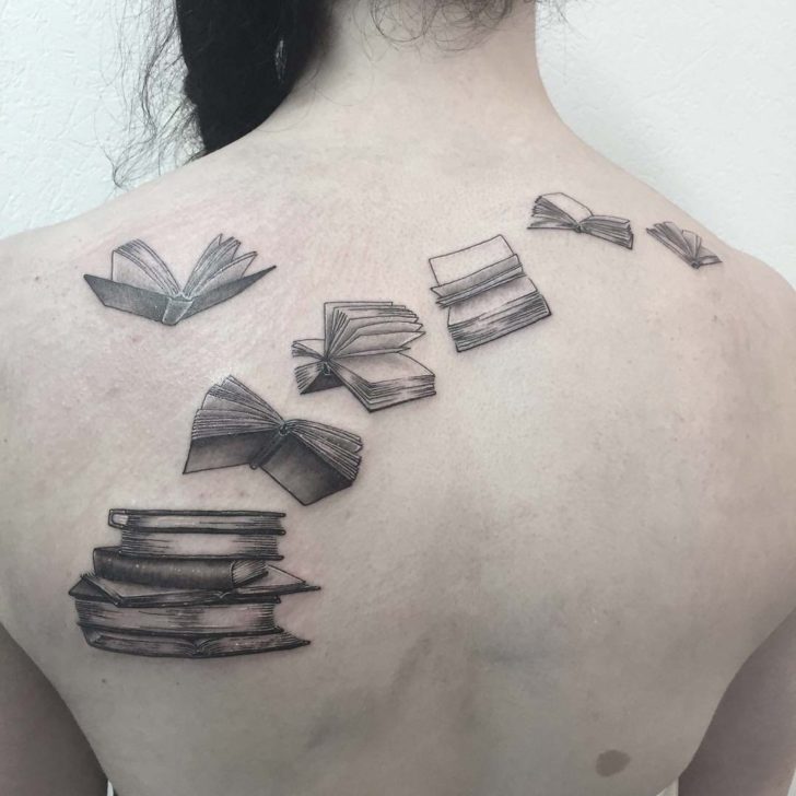 728x728 Flying Books Tattoo Best Tattoo Ideas Gallery - Flying Books Drawing