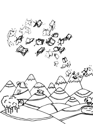 324x432 Flight Of The Books Yha - Flying Books Drawing