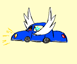 300x250 Black Girl In Flying Car With Wings Drawing - Flying Car Drawing