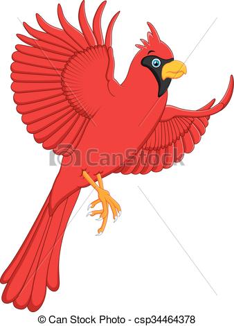 338x470 Vector Illustration Of Flying Cardinal Cartoon - Flying Cardinal Drawing