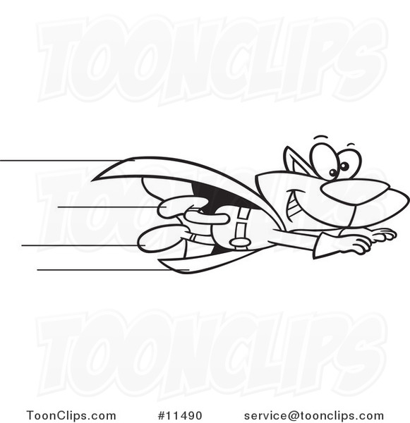 581x600 Cartoon Line Drawing Of A Super Cat Flying - Flying Cat Drawing