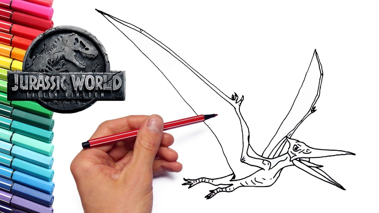 1280x720 how to draw flying dinosaur pteranodon from jurassic world - Flying Dinosaurs Drawing
