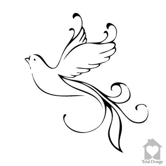 690x690 Flying Dove Drawing - Flying Doves Drawing