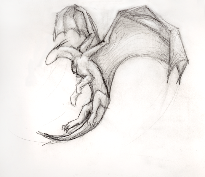 692x596 Simple Flying Dragon - Flying Dragon Drawing