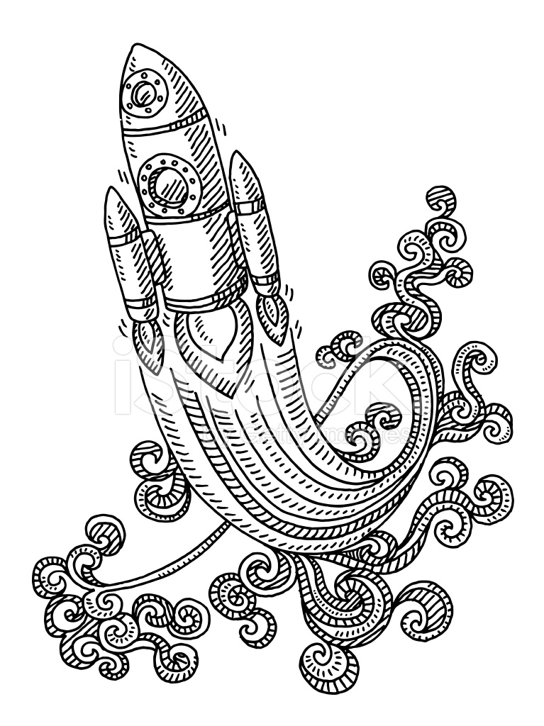 767x1024 flying rocket swirl pattern drawing stock vector - Flying Drawing