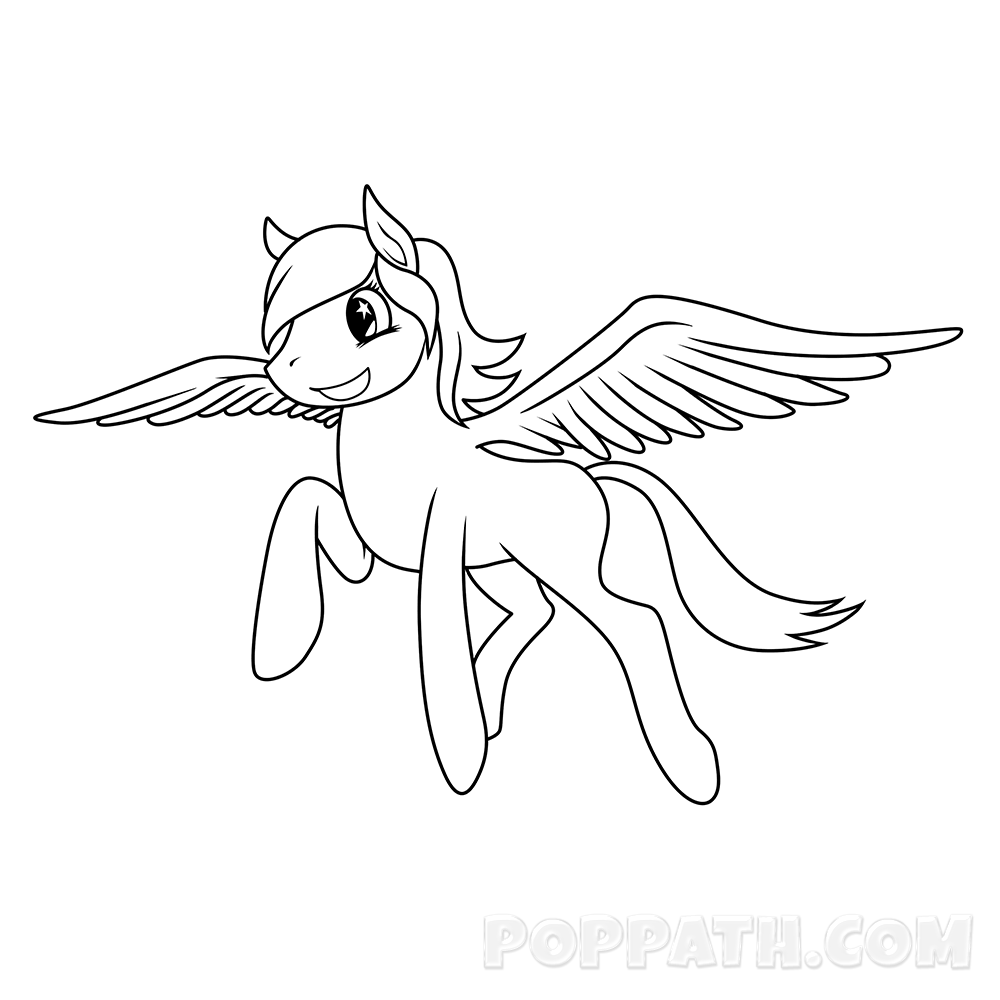 1000x1000 How To Draw A Flying Pony Pop Path - Flying Drawing