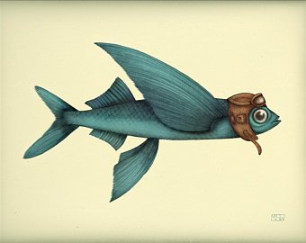 340x270 Flying Fish Drawing Etsy - Flying Fish Drawing
