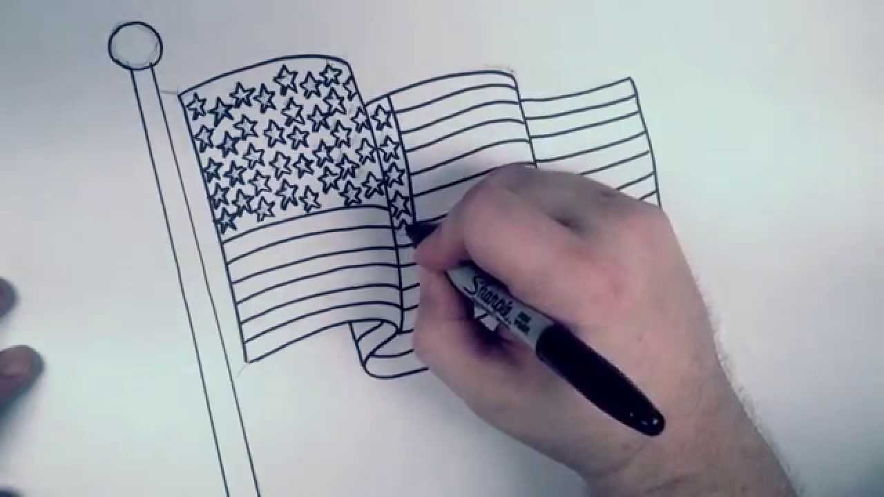 1280x720 how to draw an american flag rbh - Flying Flag Drawing