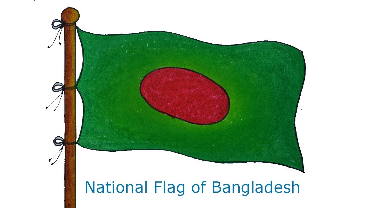 1280x720 How To Draw Flying Flag Of Bangladesh, Draw National Flag - Flying Flag Drawing