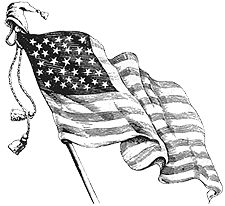 225x206 Waving American Flag Drawing - Flying Flag Drawing