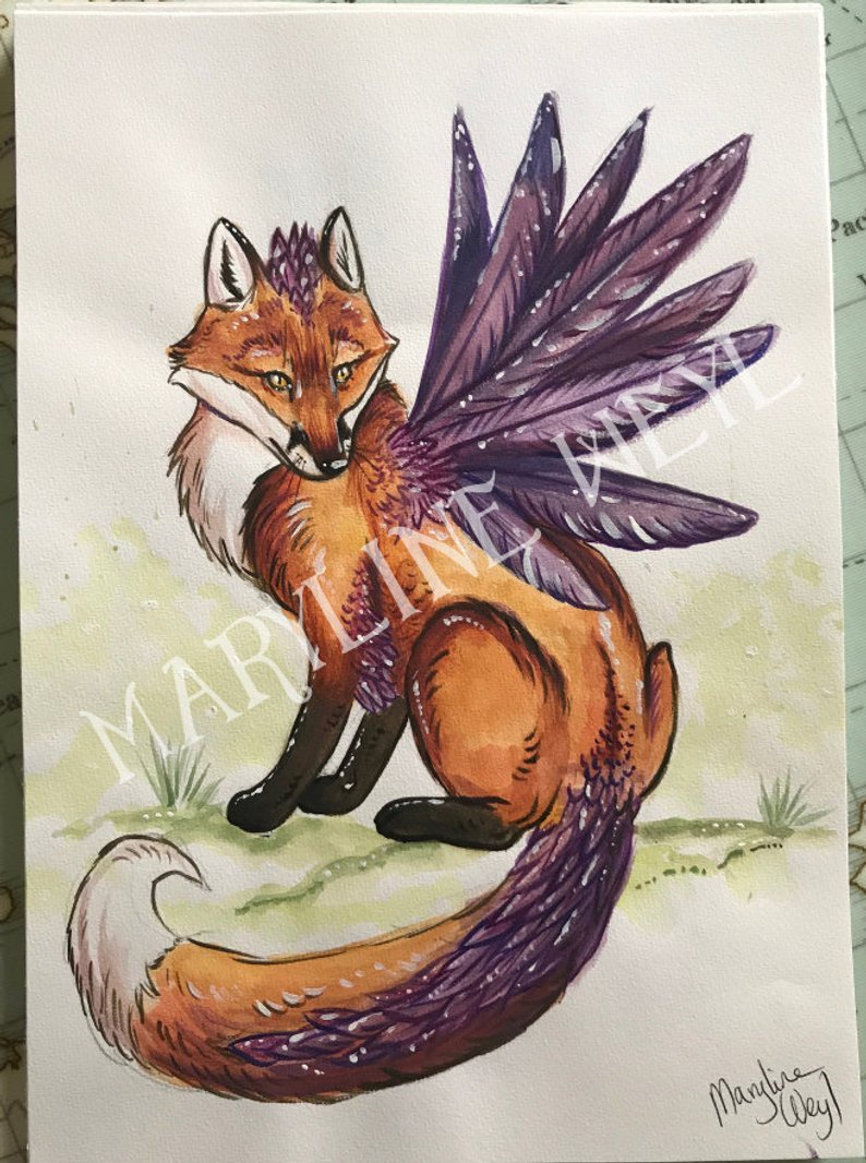 794x1066 Original Drawing Flying Fox Etsy - Flying Fox Drawing