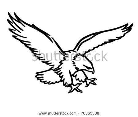 450x380 Pictures Eagle Flying Pencil Sketch - Flying Hawk Drawing