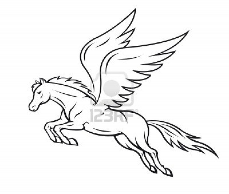 736x623 achilles drawing pegasus for free download - Flying Horse Drawing