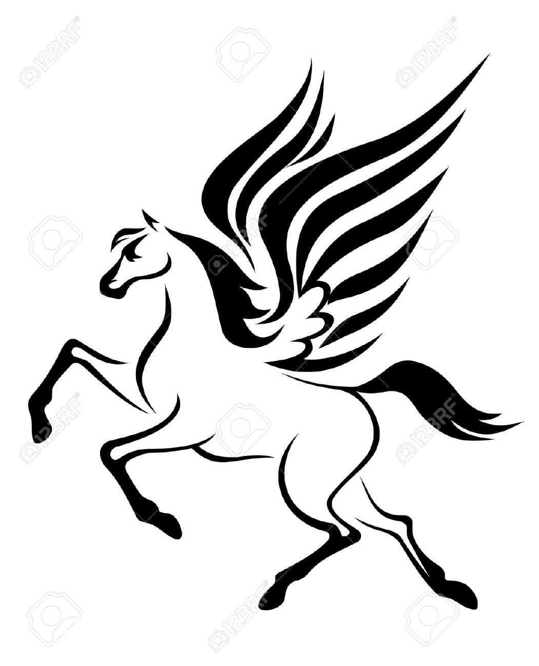 1051x1300 Flying Horse Clipart Great Free Clipart, Silhouette, Coloring - Flying Horse Drawing