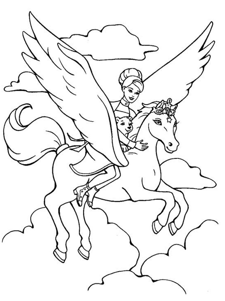 768x1024 Flying Horse Coloring Pages Great Free Clipart, Silhouette - Flying Horse Drawing