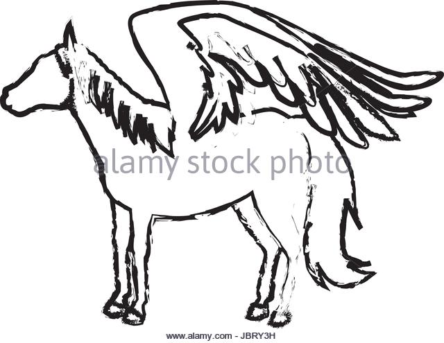 640x495 Flying Horse Drawing - Flying Horse Drawing