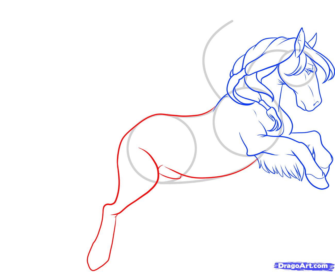 1300x1057 how to draw a flying horse, flying horse, step - Flying Horse Drawing