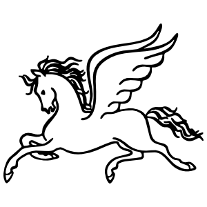 300x300 Outline Of A Pegasus Flying Horse Sticker - Flying Horse Drawing