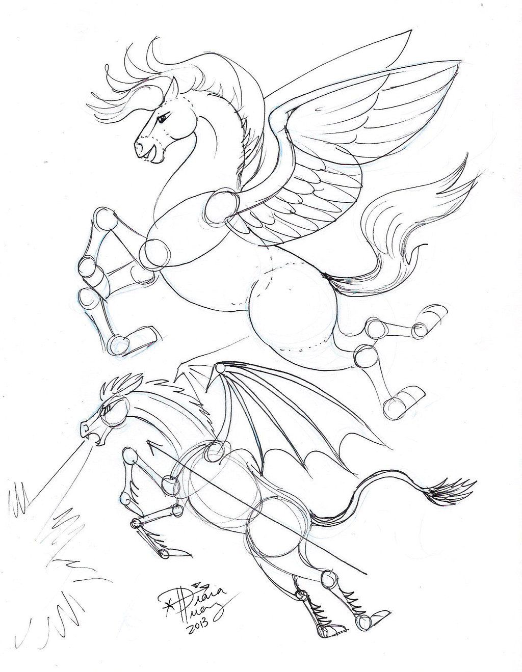 1024x1319 Draw Flying Horse - Flying Horse Drawing