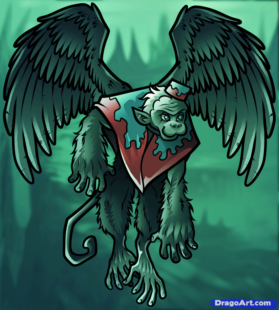 959x1063 How To Draw Finley, Flying Monkey, Step - Flying Monkey Drawing