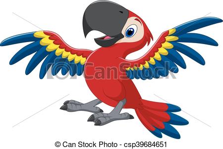 450x301 Vector Illustration Of Cartoon Happy Parrot Flying - Flying Parrot Drawing