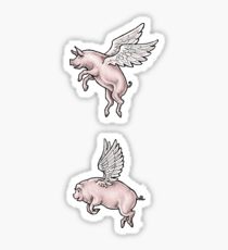 210x230 Flying Pig Drawing Stickers Redbubble - Flying Pig Drawing