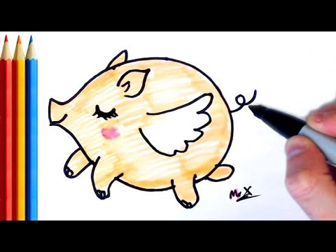480x360 How To Draw Flying Pig - Flying Pig Drawing