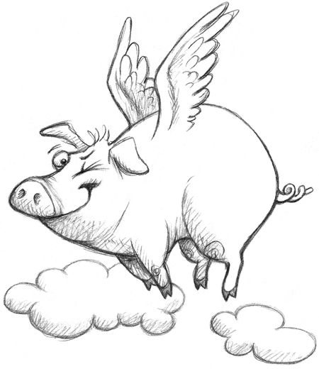 450x520 Flying Pig - Flying Pig Drawing