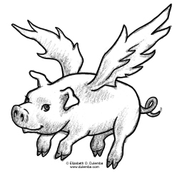 248x250 Amazing Grey Ink Flying Pig Tattoo Design - Flying Pig Drawing