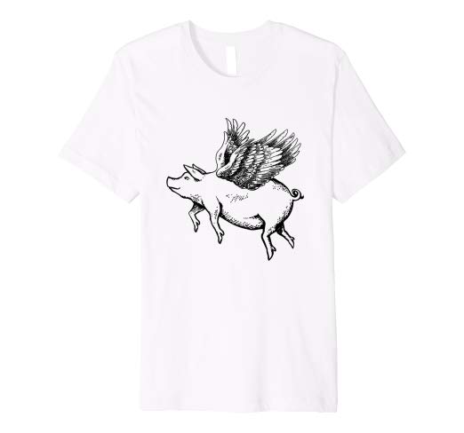 522x488 Funny Magical Flying Pig Drawing T Shirt Clothing - Flying Pig Drawing