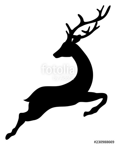 400x500 Flying Reindeer Silhouette Black Stock Image And Royalty Free - Flying Reindeer Drawing