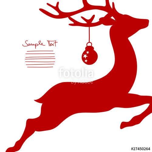 500x500 Flying Reindeer Christmas Ball Cropped Stock Image And Royalty - Flying Reindeer Drawing