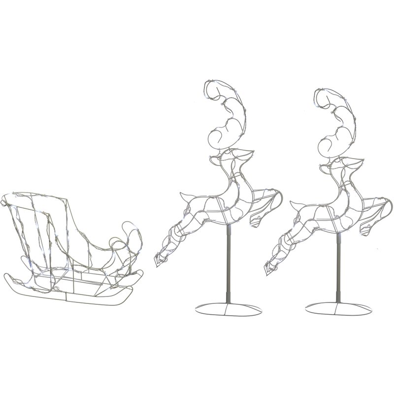 800x800 The Seasonal Aisle Flying Reindeer Sleigh Lighted Display - Flying Reindeer Drawing