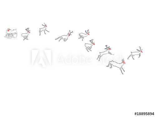 500x375 Abstract Drawing Of Santa Pulled - Flying Reindeer Drawing