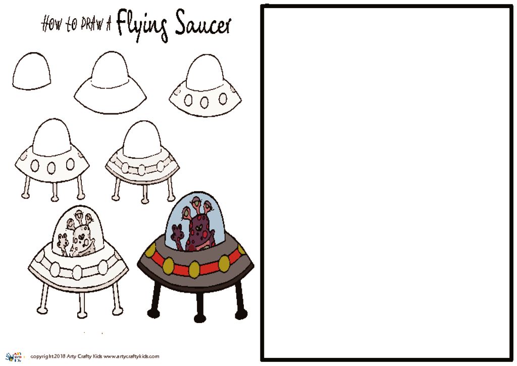 1024x724 how to draw a flying saucer arty crafty kids - Flying Saucer Drawing