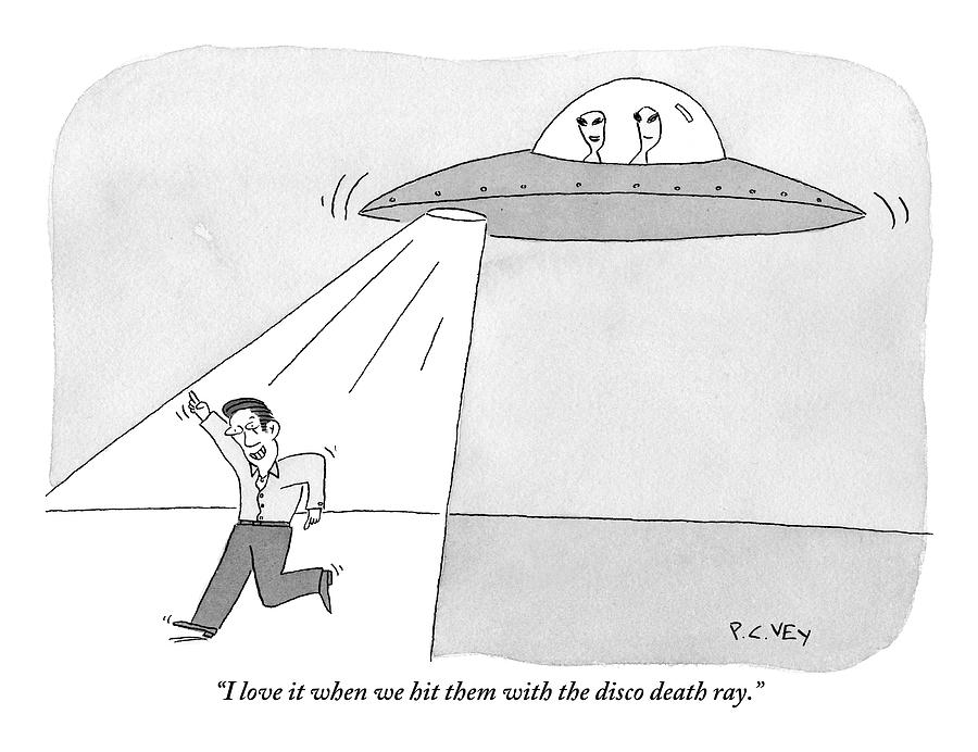 900x692 two aliens in a flying saucer hit a man drawing - Flying Saucer Drawing