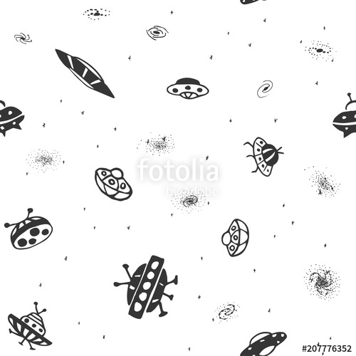 500x500 vector seamless background from hand drawn ufo doodle ufo flying - Flying Saucer Drawing