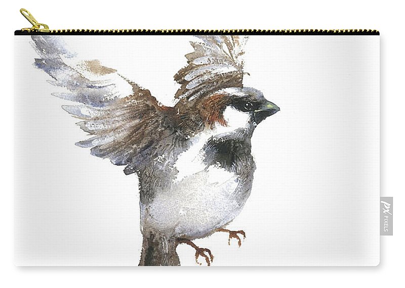 800x570 Flying Sparrow Watercolor Carry All Pouch For Sale - Flying Sparrow Drawing