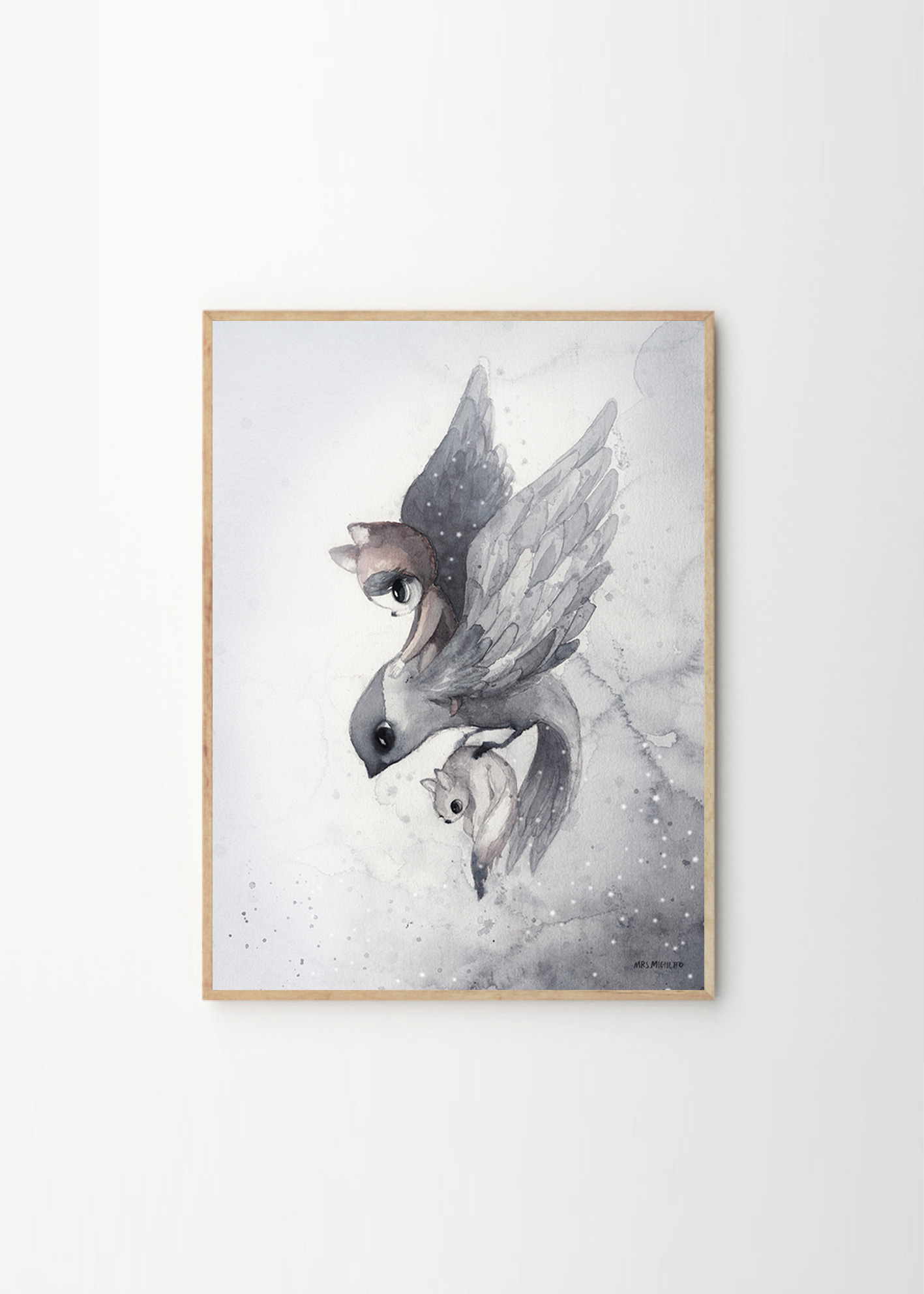 1417x1984 Mrs Mighetto, Flying Sparrow - Flying Sparrow Drawing