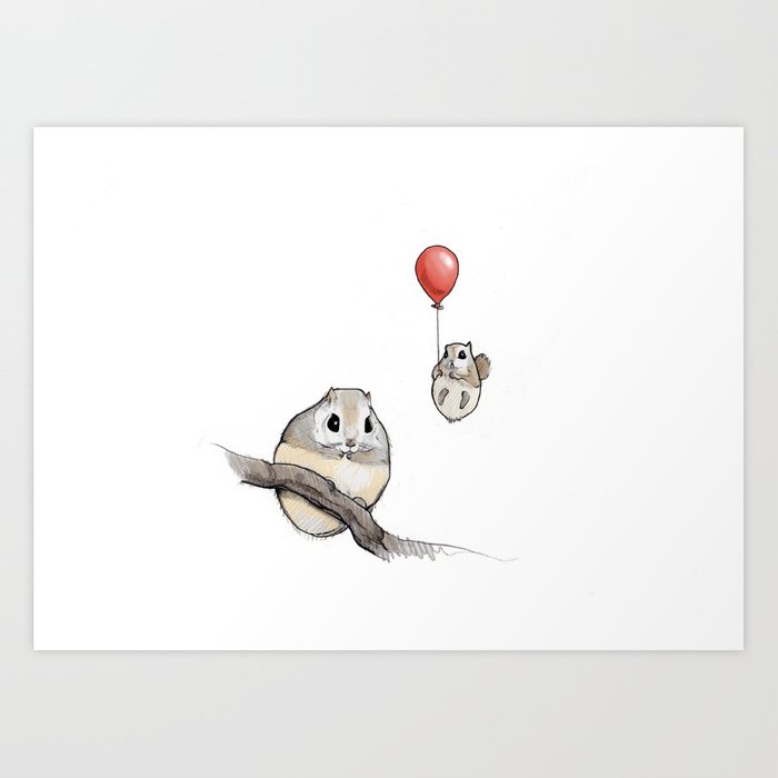 700x700 Japanese Dwarf Flying Squirrels Art Print - Flying Squirrel Drawing