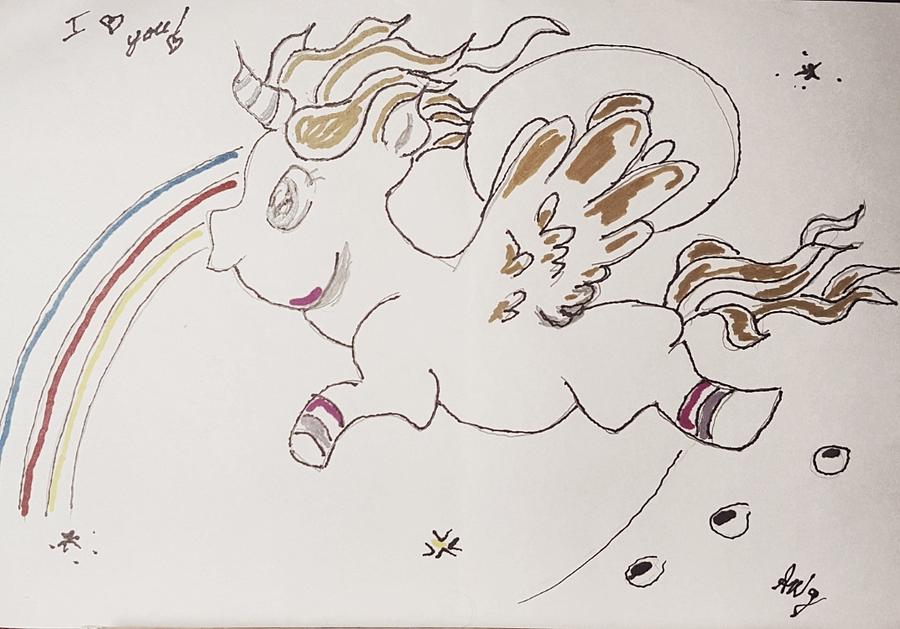 900x629 Flying Unicorn Drawing - Flying Unicorn Drawing