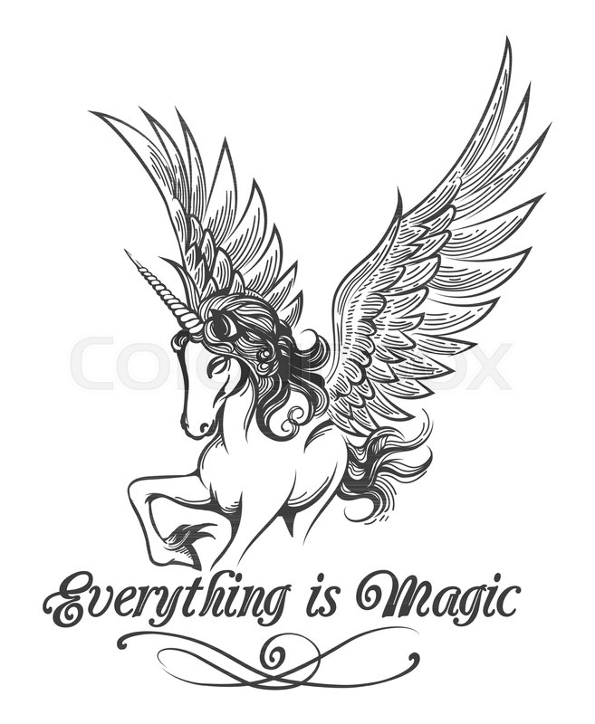 657x800 Flying Unicorn And Wording Everything Stock Vector Colourbox - Flying Unicorn Drawing