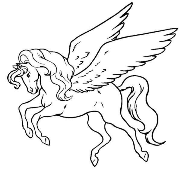 620x571 In Flying Unicorn Coloring Pages - Flying Unicorn Drawing