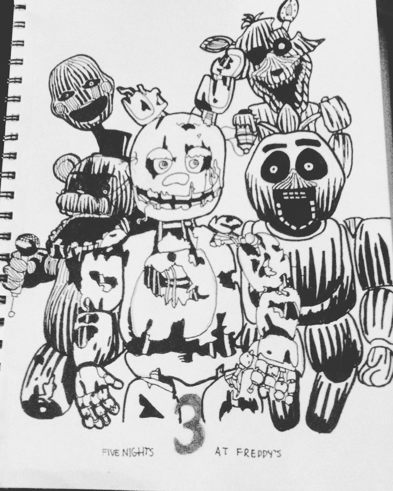 800x999 fnaf drawing, i made along side my sfm poster fivenightsatfreddys - Fnaf 3 Drawings